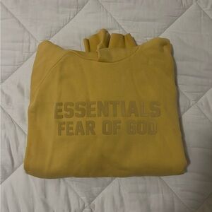 essentials fear of god yellow hoodie